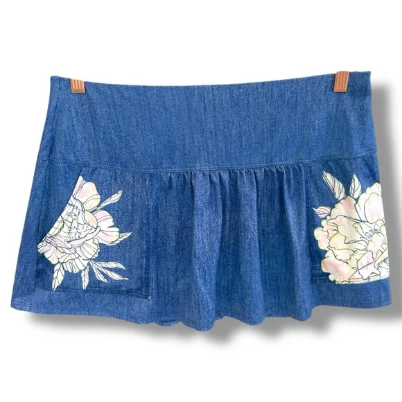 Lucky in Love Blue & White Floral Accent Tennis Pickleball Golf Skort. Women’s L - Picture 5 of 7